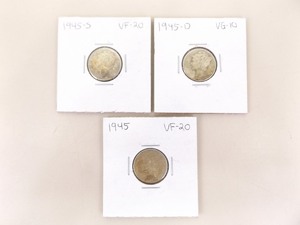 1945-P, D, and S 3 Coin Mercury Dime Set