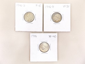 1946-P, D, and S 3 Coin Roosevelt Dime Set