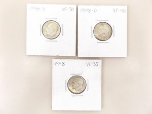 1948-P, D, and S 3 Coin Mercury Dime Set