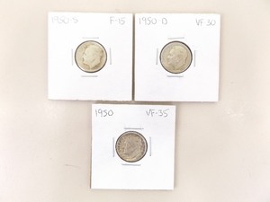 1950-P, D, and S 3 Coin Mercury Dime Set