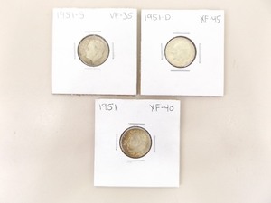 1951-P, D, and S 3 Coin Mercury Dime Set