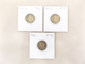 1954-P, D, and S 3 Coin Mercury Dime Set