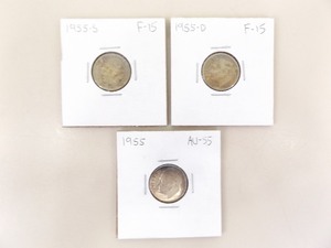 1955-P, D, and S 3 Coin Mercury Dime Set