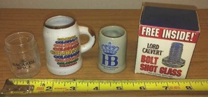 lot 180 image: Shot Glasses, Bacardi, Lord Calvert, HP.