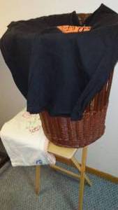 lot 220 image: Wicker Basket, TV Tray and more.
