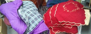 lot 221 image: Sleeping Bag and King size Bedspread, 3 Shams.