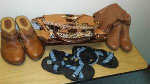 lot 224 image: Purse, Shoes, Boots and Sandals. All Excellent.