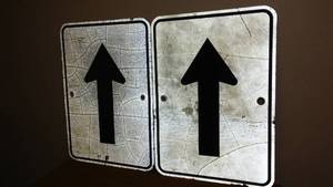 lot 311 image: Arrow road signs, two. Turn it any direction.