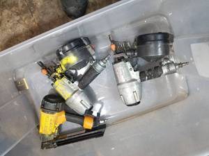 lot 25 image: Lot of (3) Pneumatic Nail Guns  - Hitachi, Bostitch