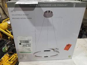 lot 77 image: Astra Brushed Nickel Suspended LED Pendant (in original box)