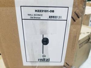 lot 80 image: Hudson Valley Lighting Mitzi Old Bronze Wall Sconce (in original box)
