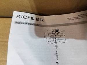 lot 79 image: Kitchler Natural Brass 6-Light Candelabra with Clear Glass (in original box)