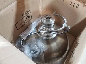 lot 78 image: Volume Lighting Brushed Nickel 1-Light LED Pendant with White Acrylic Diffuser (in original box)