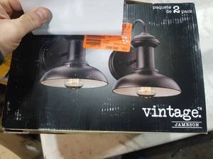 lot 89 image: Globe Vintage Jameson Outdoor Wall Mount Sconce 2-Pack (in original box)