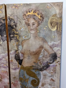 lot 6 image: Amazing Painted Privacy Screen by Vera Struck