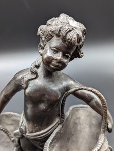 lot 9 image: Bronze and Marble Child Art Noveau Sculpture by Suzanne Bizard