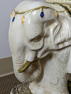 lot 24 image: Hand Painted Ceramic Elephant StandTable
