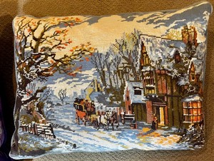 lot 105 image: 2 Nifty Needlepoint Pillows