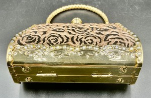 lot 114 image: Lovely Golden Handbag with Fabric Accents
