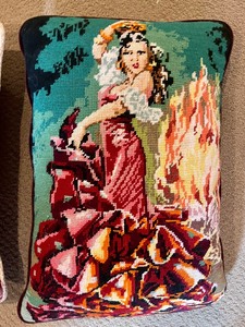lot 118 image: Two Handmade Needlepoint Pillows