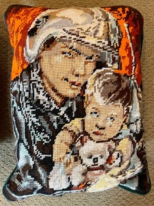 lot 147 image: 2 Pretty Needlepoint Pillows