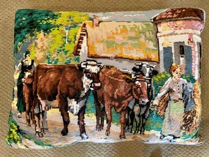lot 154 image: 2 Handmade Needlepoint Pillows