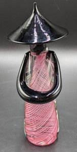 lot 35 image: Pink Swirled Murano Glass Chinese Figurine