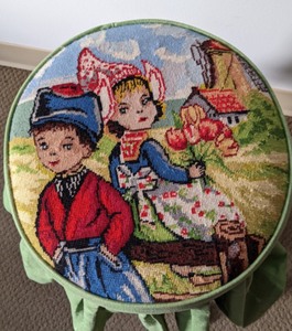 lot 53 image: Needlepoint Clawfoot Stool