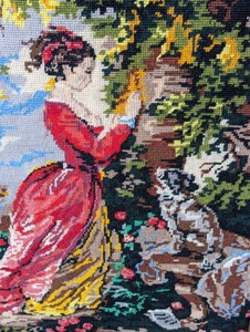 lot 55 image: Gold Framed Needlepoint Tapestry