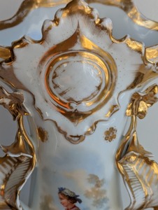 lot 65 image: Antique Cream and Gold Painted Vase