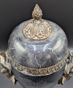 lot 66 image: Vintage Marble and Bronze Urn with Figural Handles