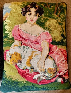 lot 176 image: 2 Neat Needlepoint Pillows