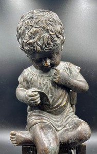 lot 236 image: Vintage Adorable Child Figural Metal Statue