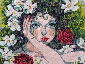 lot 87 image: Ornate Framed Truly Lovely Portrait Style Needlepoint Tapestry