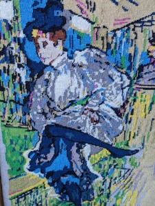 lot 251 image: Gold and Green Framed Needlepoint Tapestry