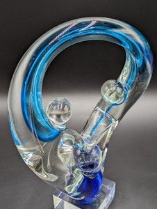 lot 262 image: Entwined Blue Art Glass Sculpture