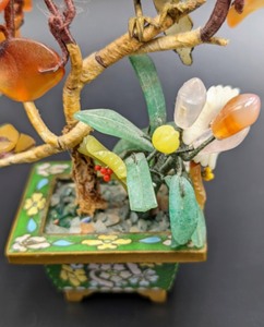 lot 294 image: Small Cloisonn Bird and Stone Tree Figurine