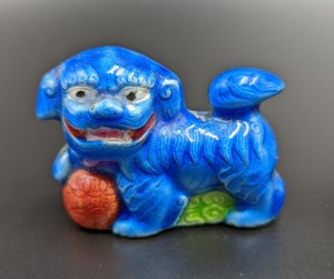 lot 298 image: Pair of Miniature Chinese Enamel Foo Dog Figurines