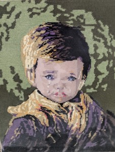 lot 406 image: Framed Young Boy Needlepoint Tapestry