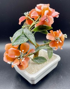 lot 365 image: Fine Floral Stone and Jade Decorative Tree
