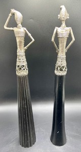 lot 398 image: 2 Figural Metal and Wood Figures