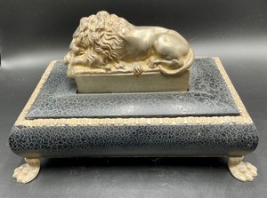 lot 447 image: Lion Themed Footed Dresser Top Box