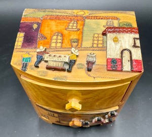 lot 453 image: Decorative Wooden 2 Drawer Box