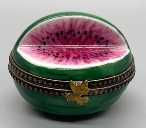 lot 329 image: Sweet Limoges France Mini Watermelon Trinket Box