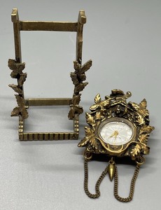 lot 304 image: Vintage Cuckoo Clock Birdhouse Brooch with Stand