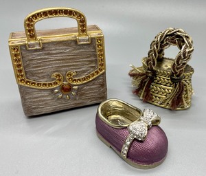 lot 317 image: Adorable Enamel Trinket Boxes and Mini Decorative Shoe