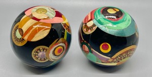 lot 444 image: Amazing Hand Painted Decorative Wooden Balls