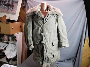 lot 48 image: Canvas Outer, Wool Lined Military Winter Jacket