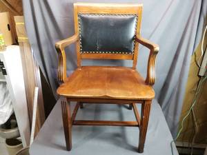 lot 176 image: Wooden Chair with Leather Back Pad