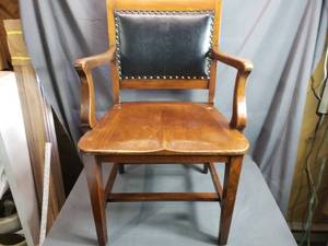 lot 177 image: Wooden Chair with Leather Back Pad
